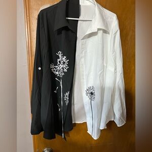 Black and White Dandelion Print ladies blouse